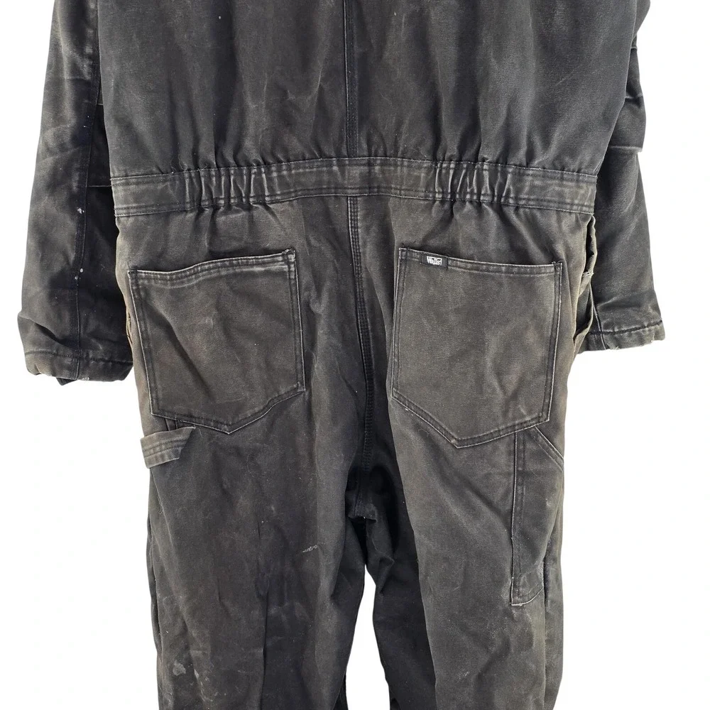 Walls Workwear Coveralls Mens 2XL Black Insulated Quilted Duck Canvas Zipped Leg